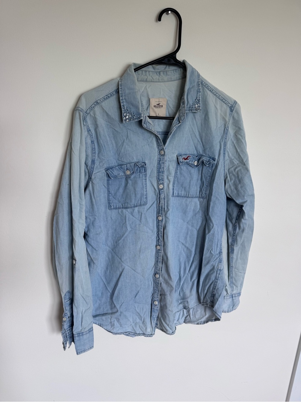 Hollister Light Blue Denim Button-Down Shirt